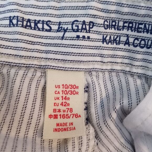 KhakisBy Gap PantsWomen 10/30R CroppedGirlfriend MidRiseStriped Pockets Straight - Picture 4 of 7